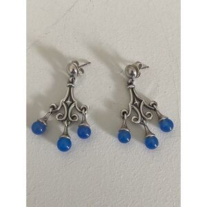 James Avery Retired Madrid Blue Chalcedony Earrings